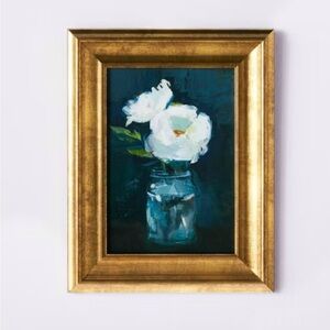 11" x 14" Floral Arrangement Framed Wall Canvas Gold/Navy - Threshold